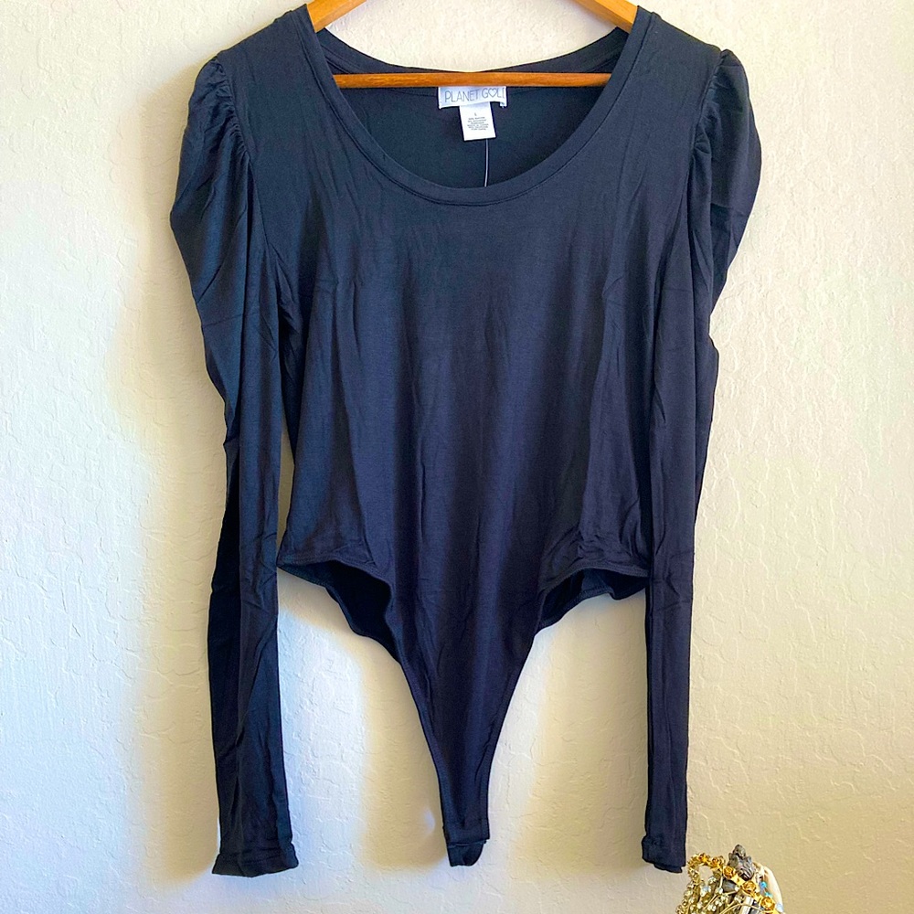 Planet Gold Ruched Sleeve Bodysuit
